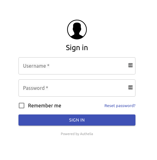 Authelia single-factor authentication login portal