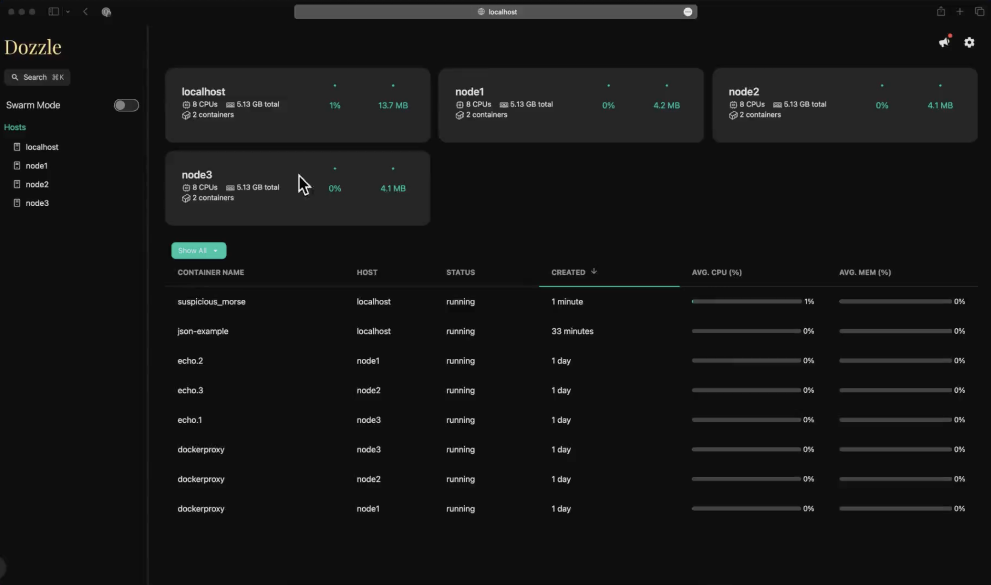 Dozzle real-time Docker log viewer interface