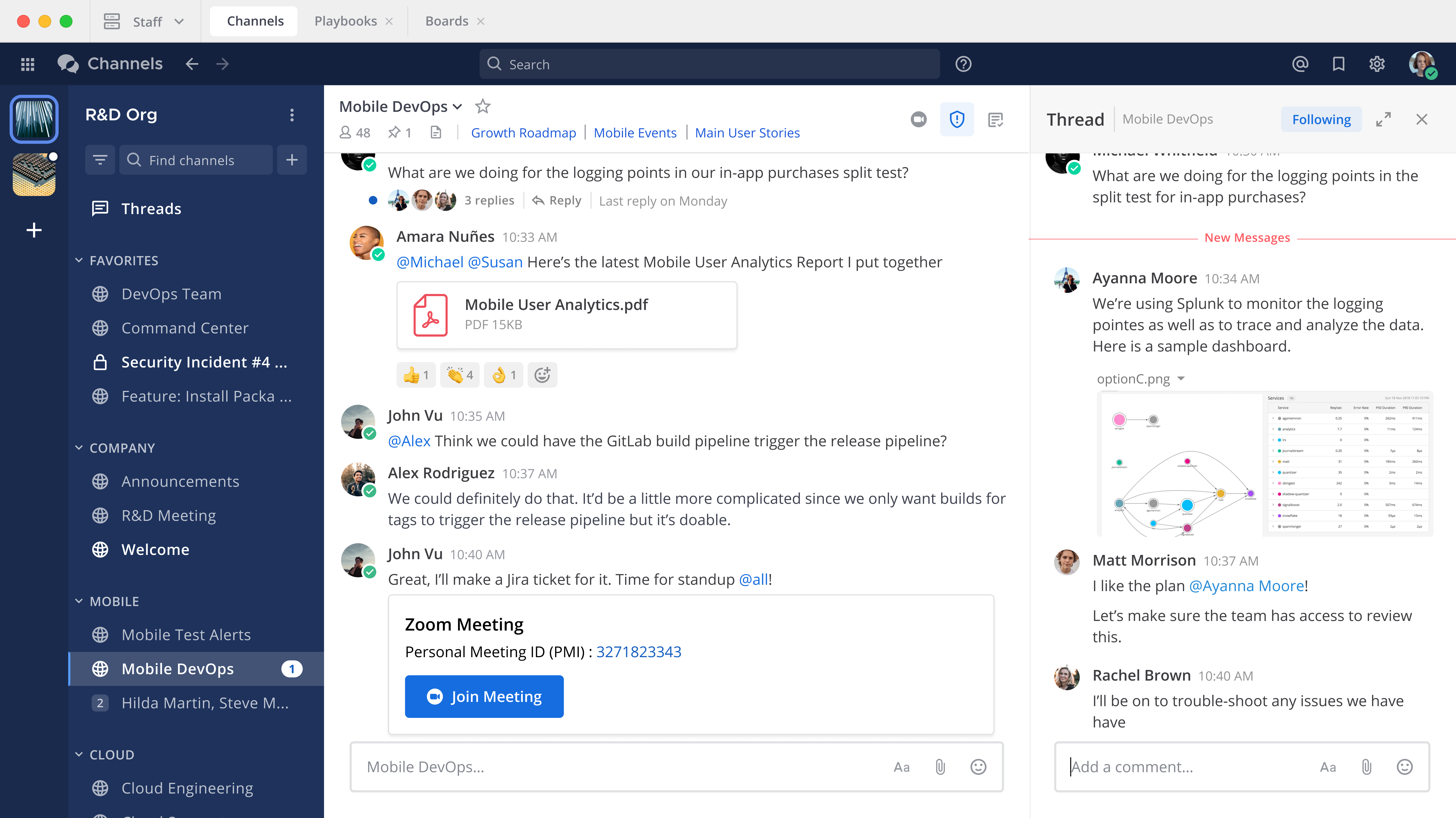 Mattermost team chat interface